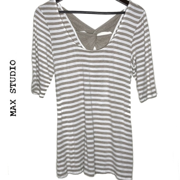 Max Studio Tops - ❤️Max Studio Taupe Stripe Top-Size XL-Knotted Back